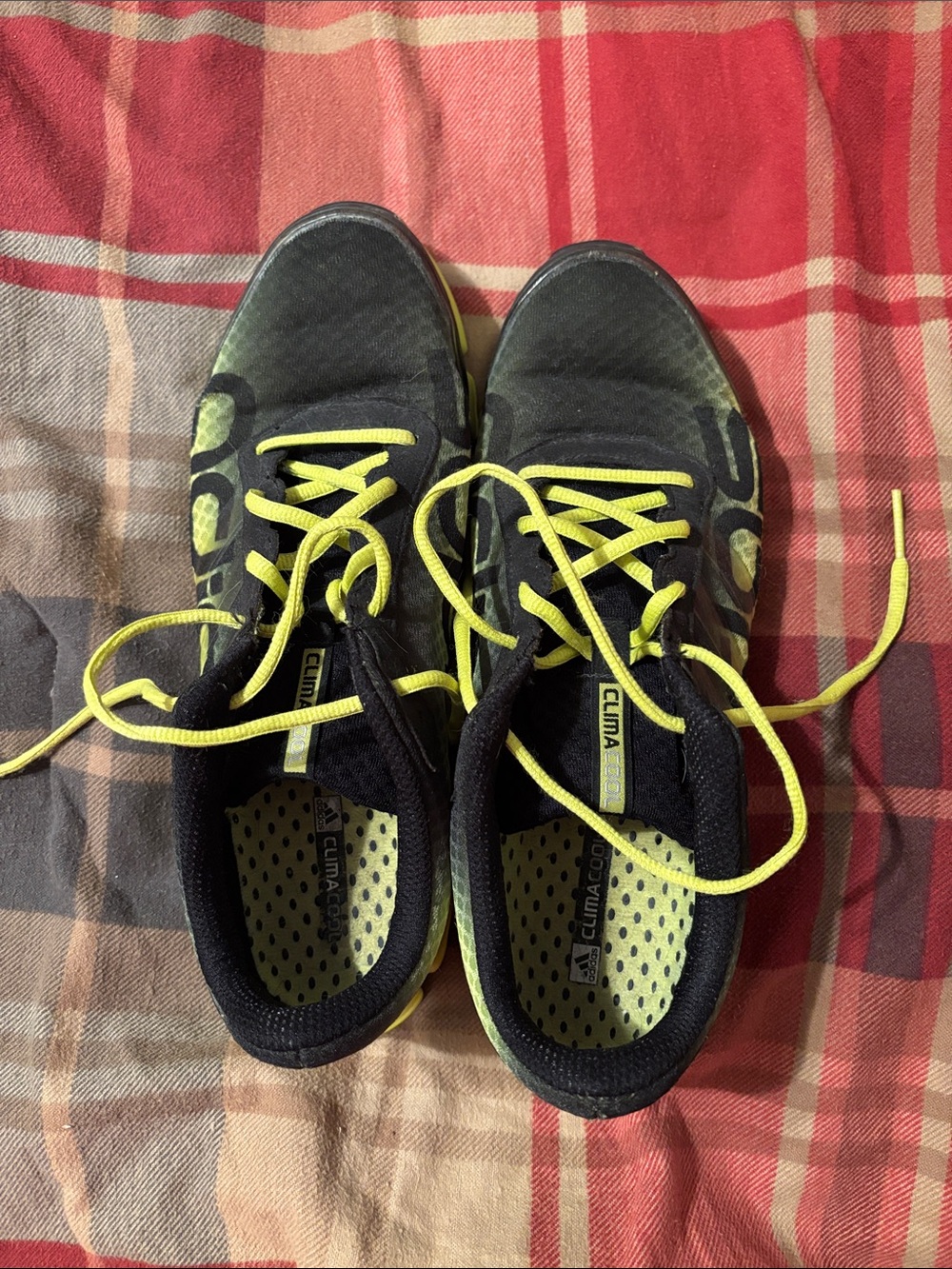 adidas Black with Neon Yellow Lace Athletic Sneakers